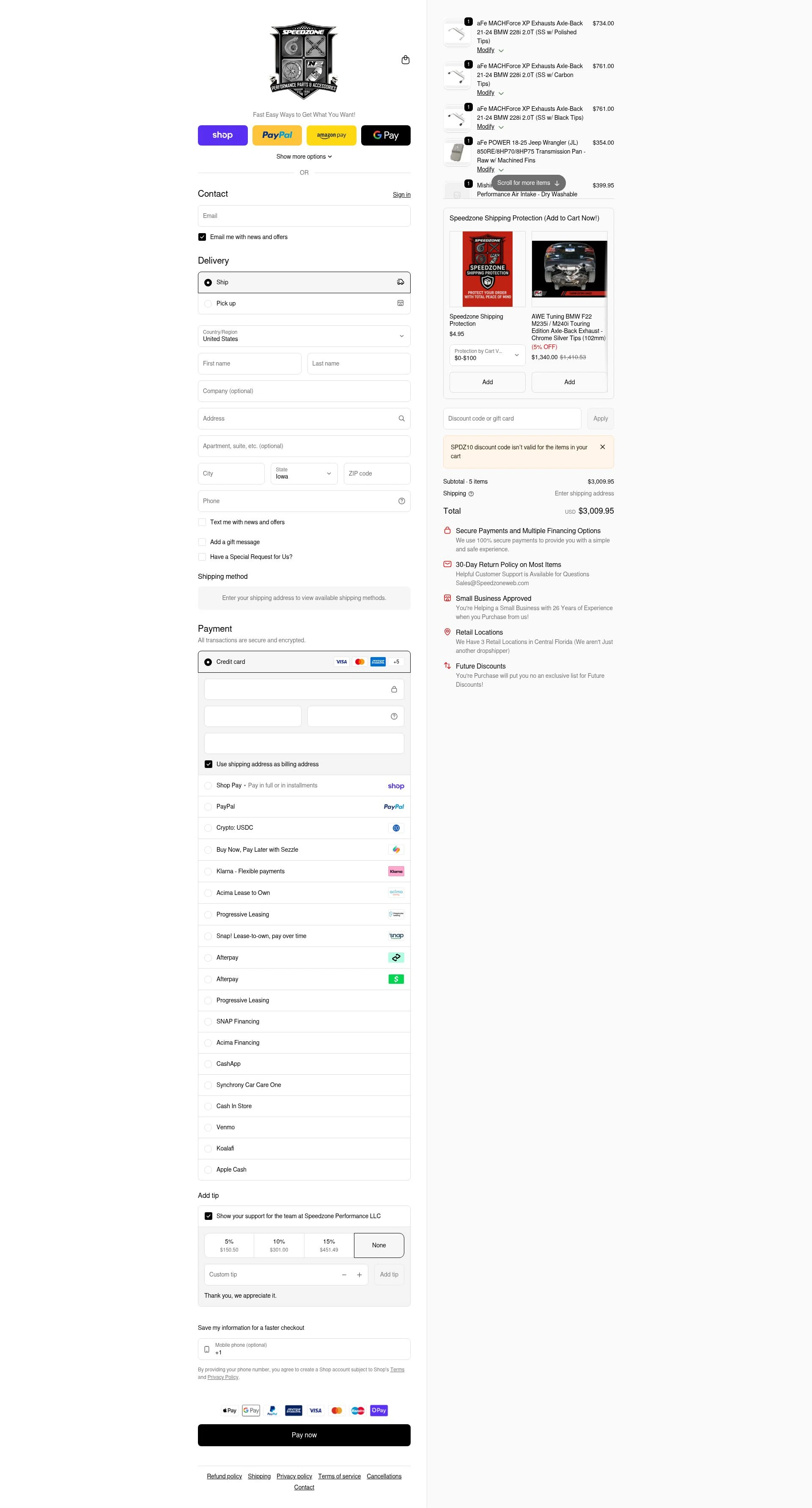 Speedzone Performance checkout page showing Speedzone Performance discount code box | Screenshot taken by SimplyCodes community member on Feb 7, 2026