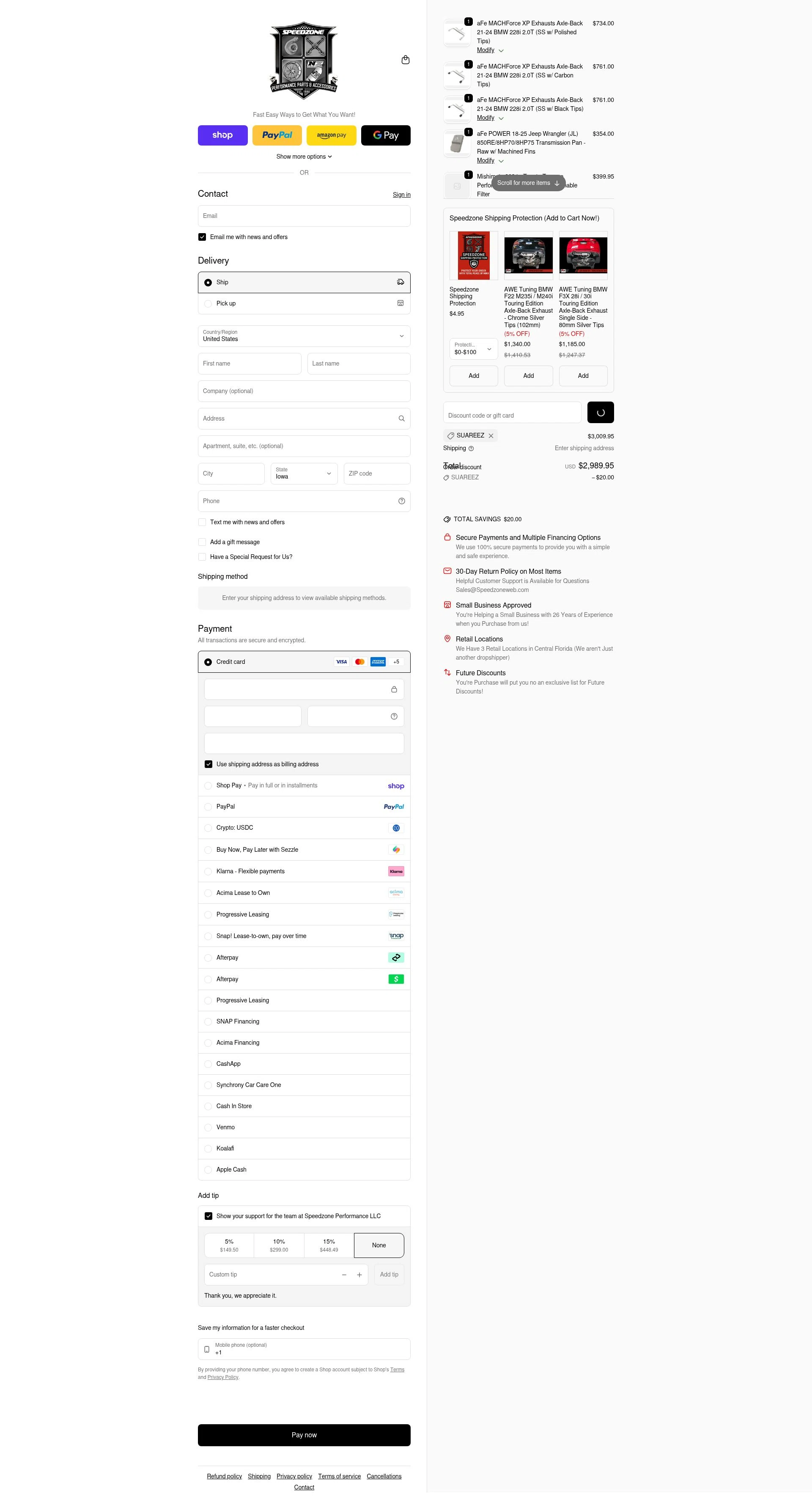Speedzone Performance checkout page showing Speedzone Performance discount code box | Screenshot taken by SimplyCodes community member on Feb 3, 2026