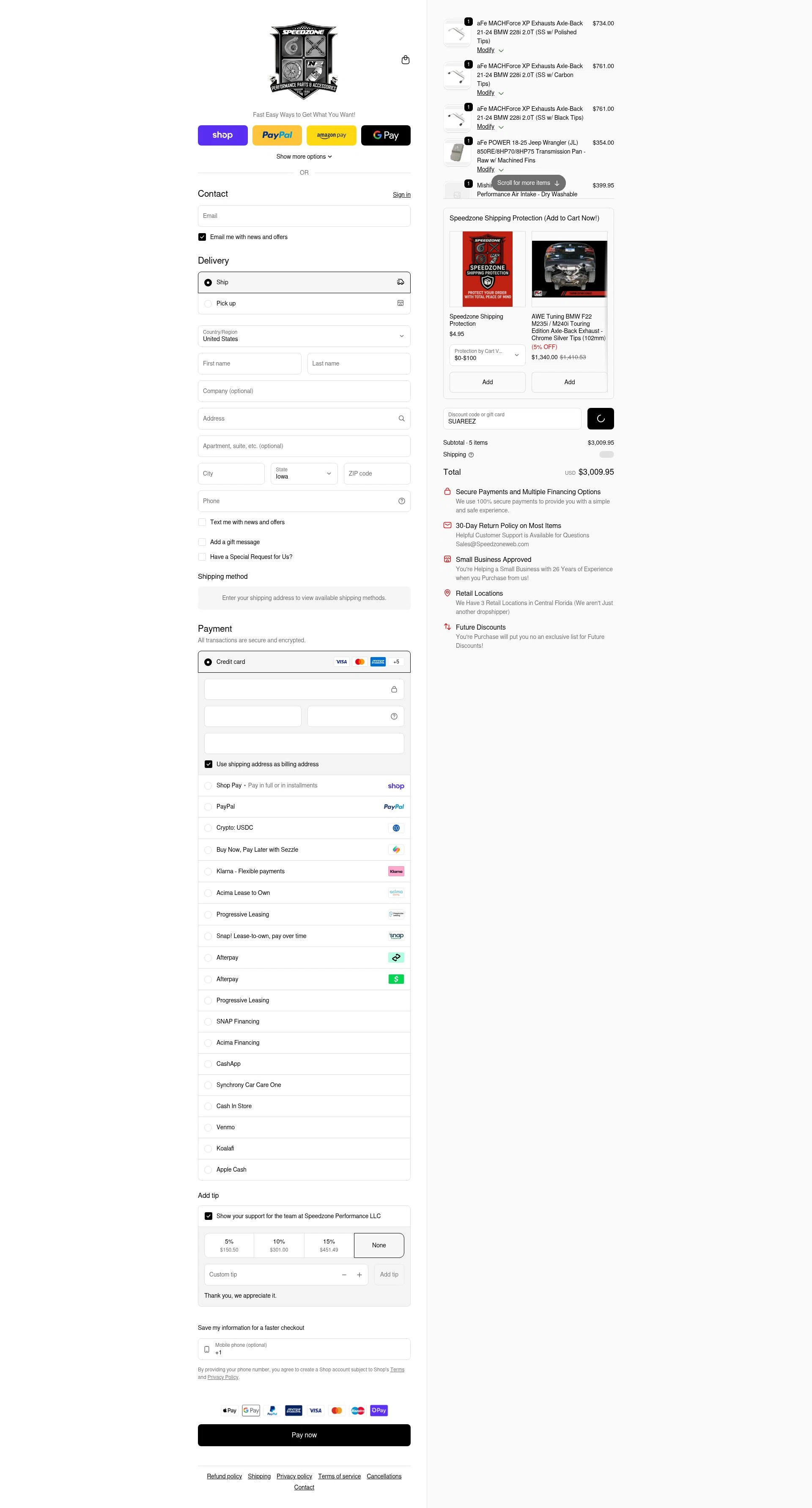 Speedzone Performance checkout page showing Speedzone Performance discount code box | Screenshot taken by SimplyCodes community member on Feb 7, 2026