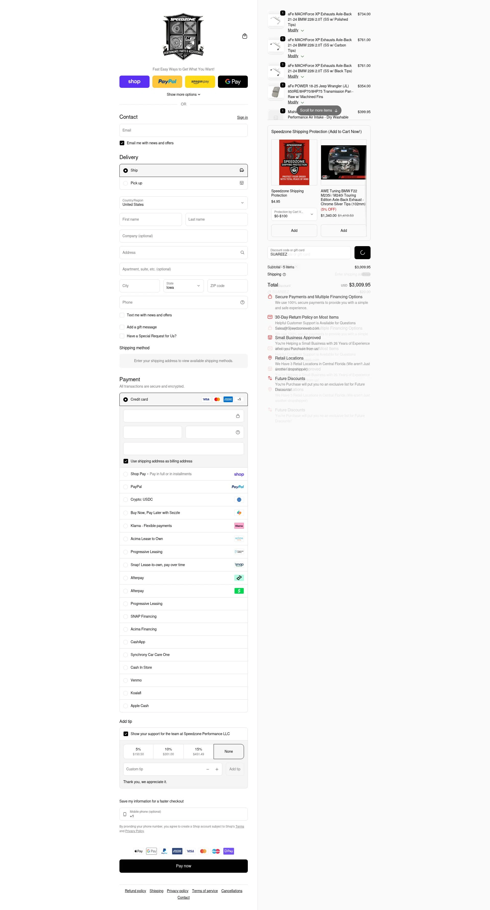 Speedzone Performance checkout page showing Speedzone Performance discount code box | Screenshot taken by SimplyCodes community member on Feb 11, 2026