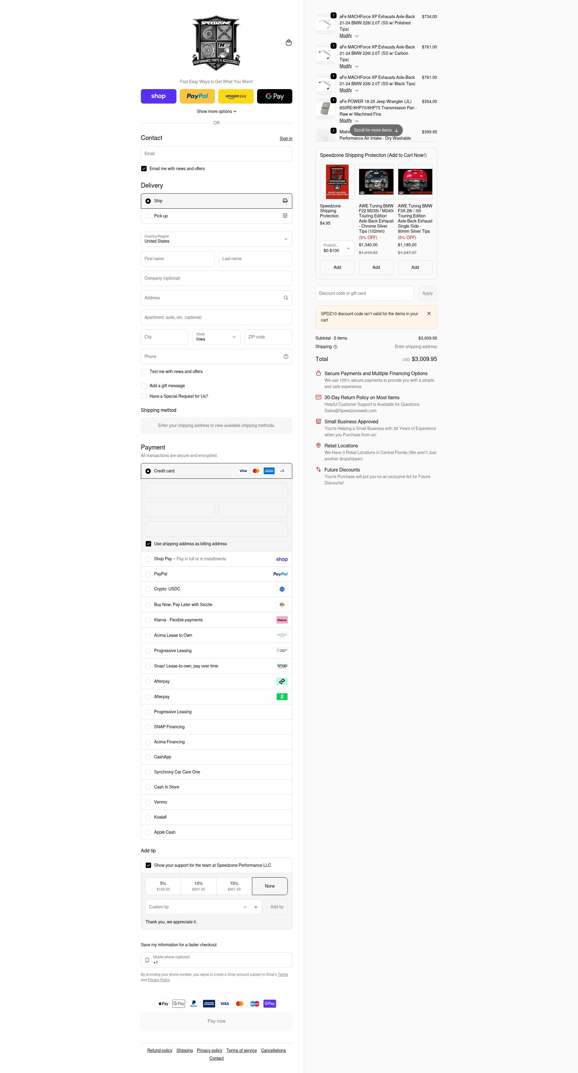 Speedzone Performance checkout page showing Speedzone Performance discount code box | Screenshot taken by SimplyCodes community member on Feb 3, 2026