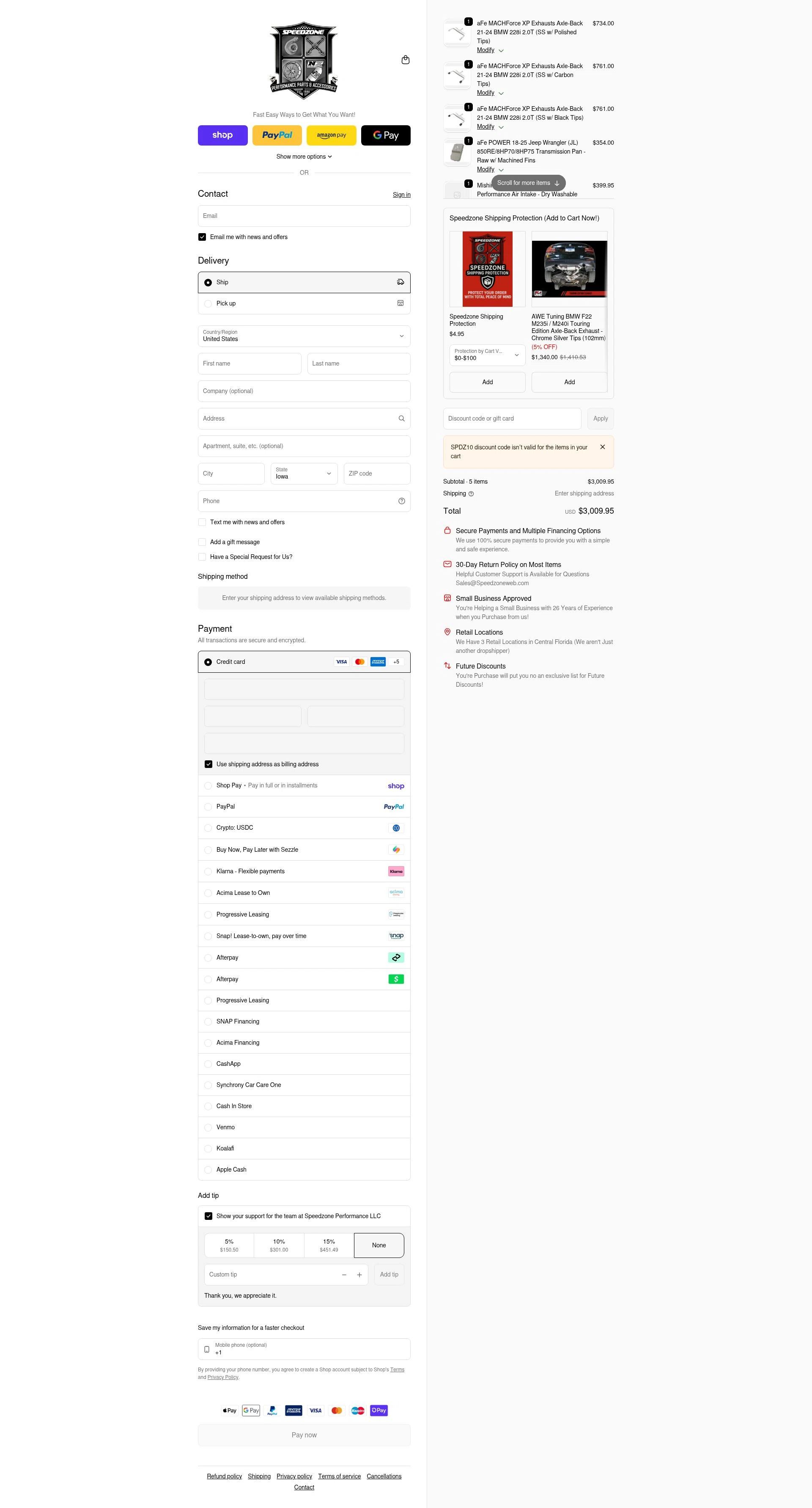 Speedzone Performance checkout page showing Speedzone Performance discount code box | Screenshot taken by SimplyCodes community member on Feb 11, 2026