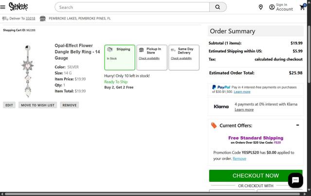 Spencers Online checkout page showing Spencers Online coupon code box | Screenshot taken by SimplyCodes community member on May 5, 2025