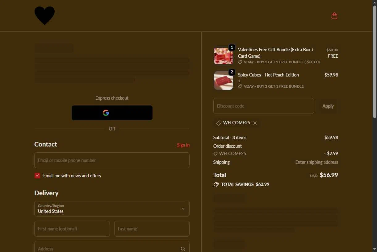 Spicy Cubes checkout page showing Spicy Cubes discount code box | Screenshot taken by SimplyCodes community member on Jan 30, 2026