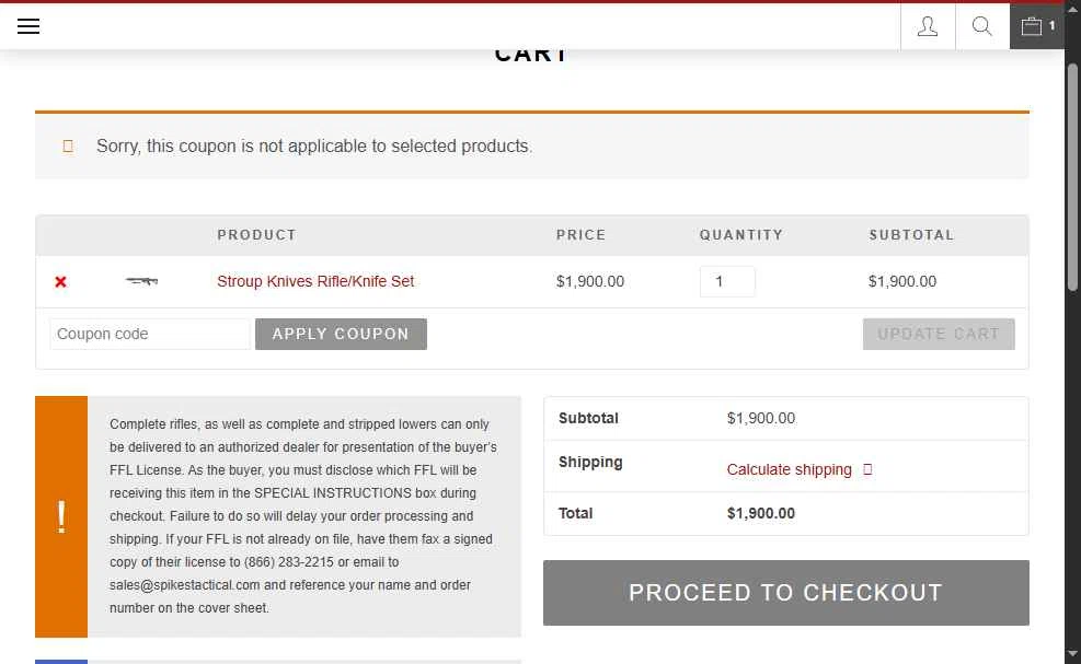 Spikes Tactical checkout page showing Spikes Tactical promo code box | Screenshot taken by SimplyCodes community member on May 8, 2025
