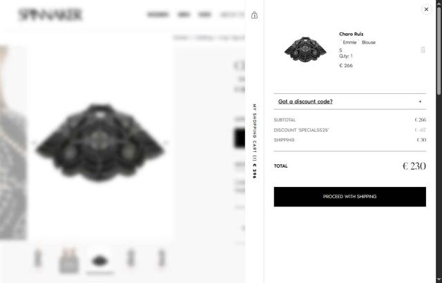 Spinnaker Boutique checkout page showing Spinnaker Boutique promo code box | Screenshot taken by SimplyCodes community member on Apr 21, 2025