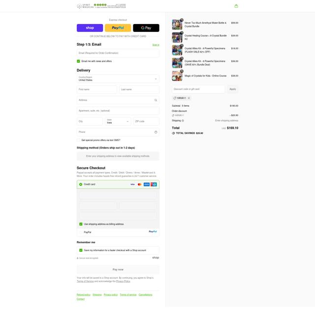 Spirit Magicka checkout page showing Spirit Magicka promo code box | Screenshot taken by SimplyCodes community member on Sep 10, 2025