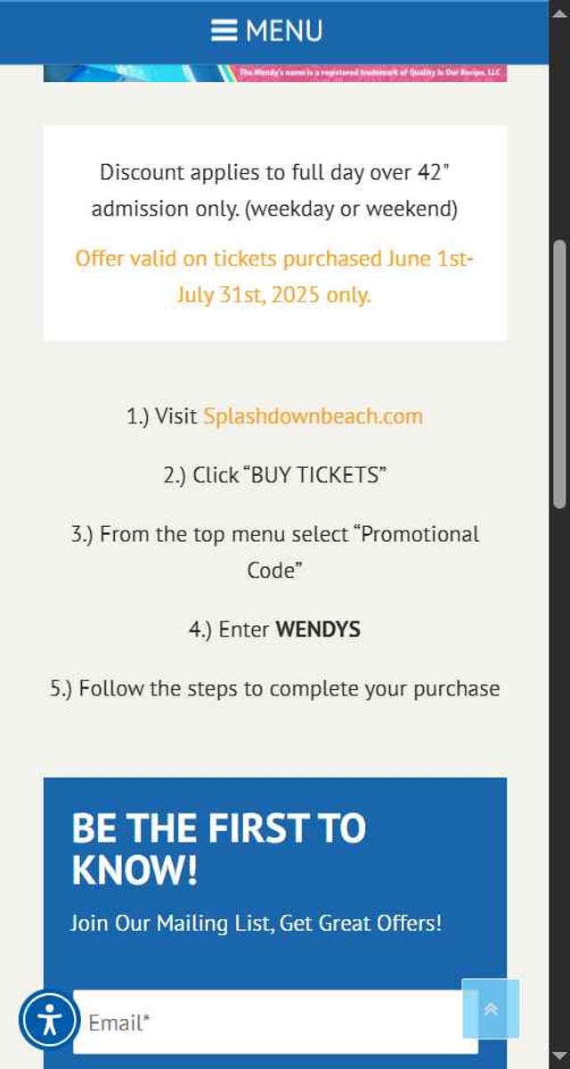 SplashDown Beach checkout page showing SplashDown Beach coupon code box | Screenshot taken by SimplyCodes community member on Jul 12, 2025