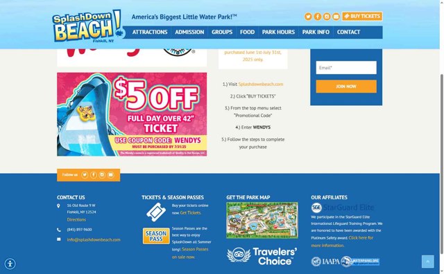 SplashDown Beach checkout page showing SplashDown Beach coupon code box | Screenshot taken by SimplyCodes community member on Aug 8, 2025