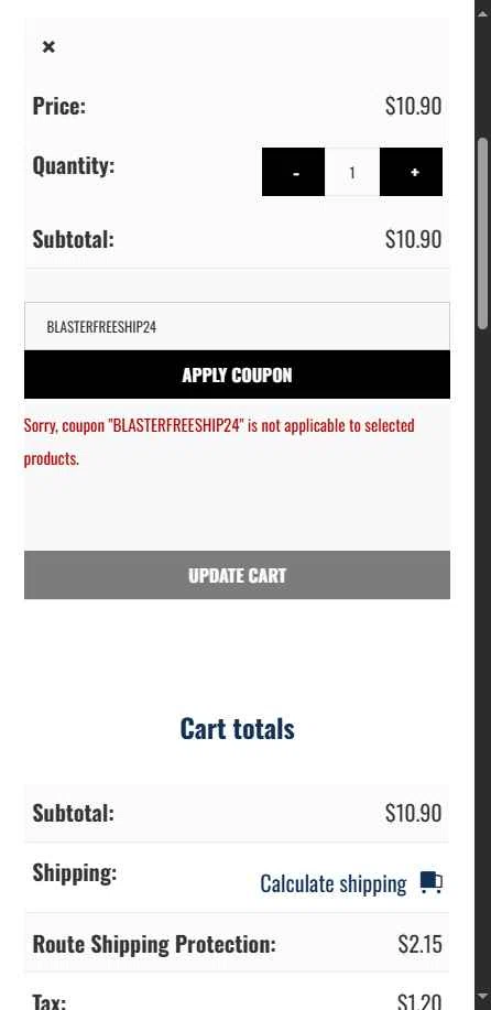 SplatRBall Water Bead Blaster checkout page showing SplatRBall Water Bead Blaster promo code box | Screenshot taken by SimplyCodes community member on Jul 20, 2025