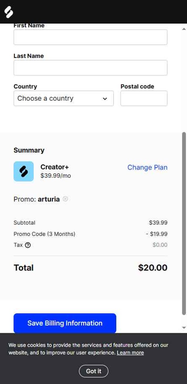 Splice checkout page showing Splice promo code box | Screenshot taken by SimplyCodes community member on Jul 21, 2025