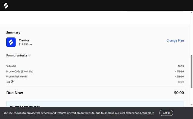 Splice checkout page showing Splice promo code box | Screenshot taken by SimplyCodes community member on Jul 21, 2025