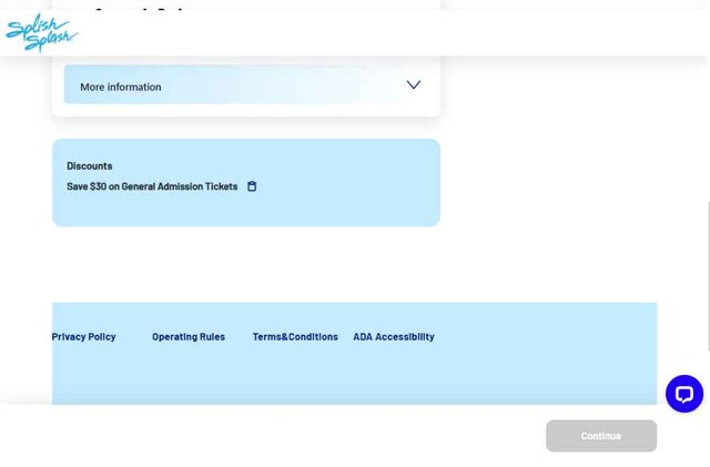 Splish Splash checkout page showing Splish Splash promo code box | Screenshot taken by SimplyCodes community member on Aug 22, 2025