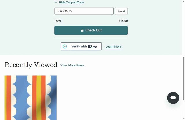 Spoonflower checkout page showing Spoonflower coupon code box | Screenshot taken by SimplyCodes community member on Jul 18, 2025