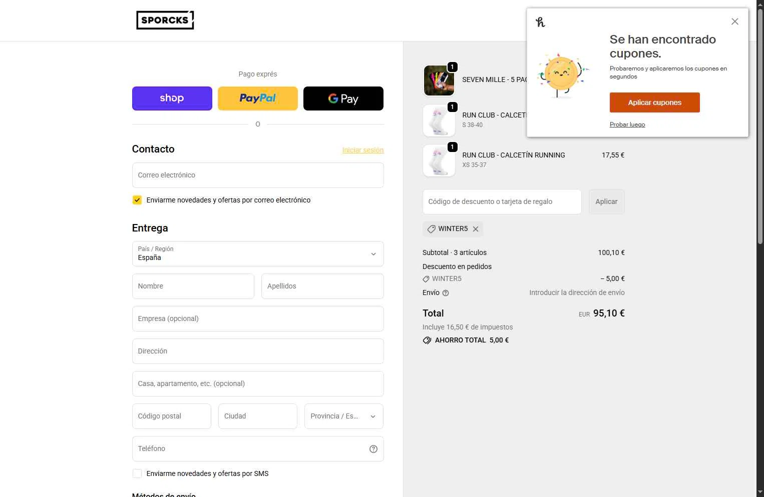 SPORCKS checkout page showing SPORCKS discount code box | Screenshot taken by SimplyCodes community member on Jan 17, 2026