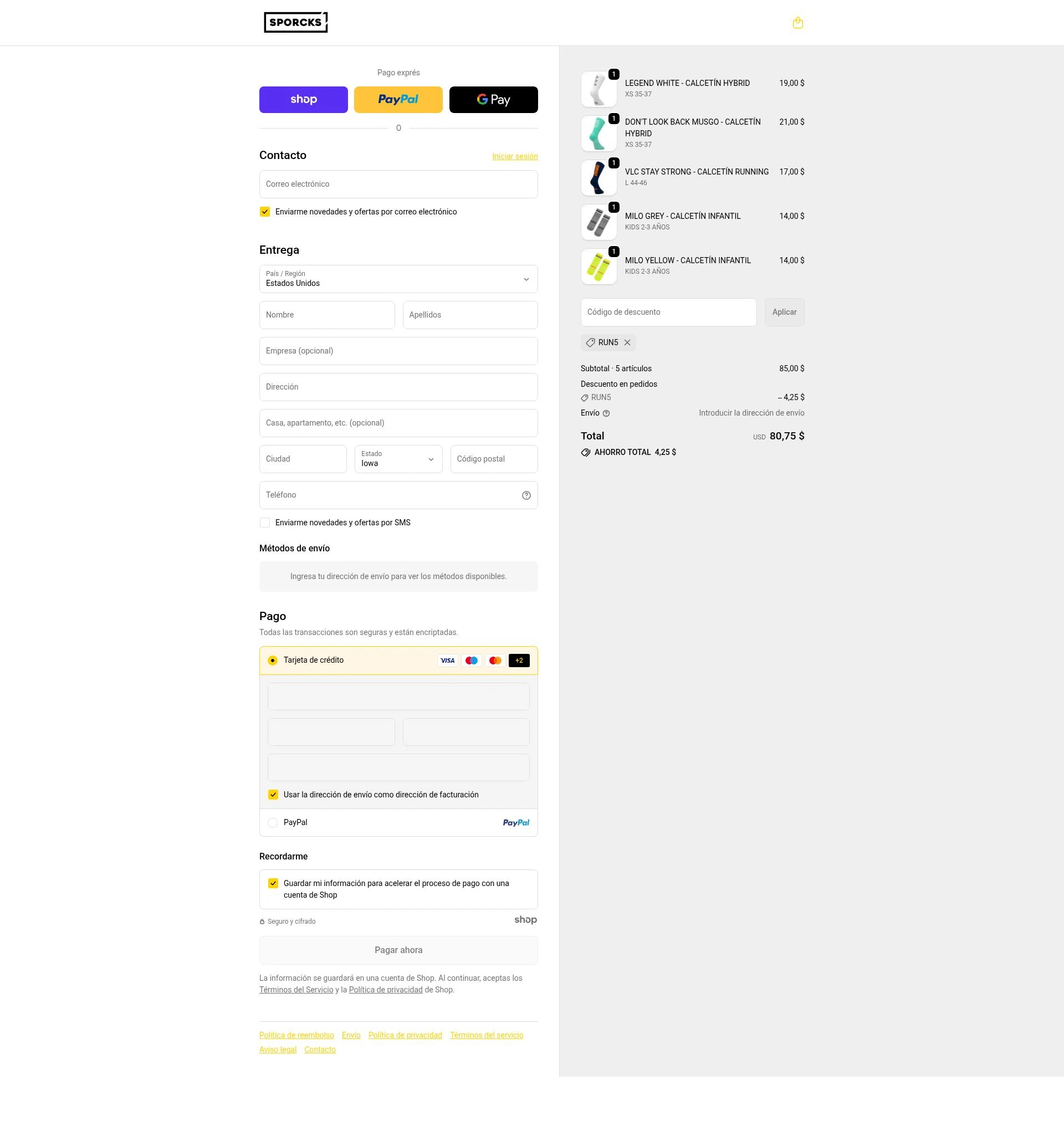 SPORCKS checkout page showing SPORCKS discount code box | Screenshot taken by SimplyCodes community member on Nov 17, 2025