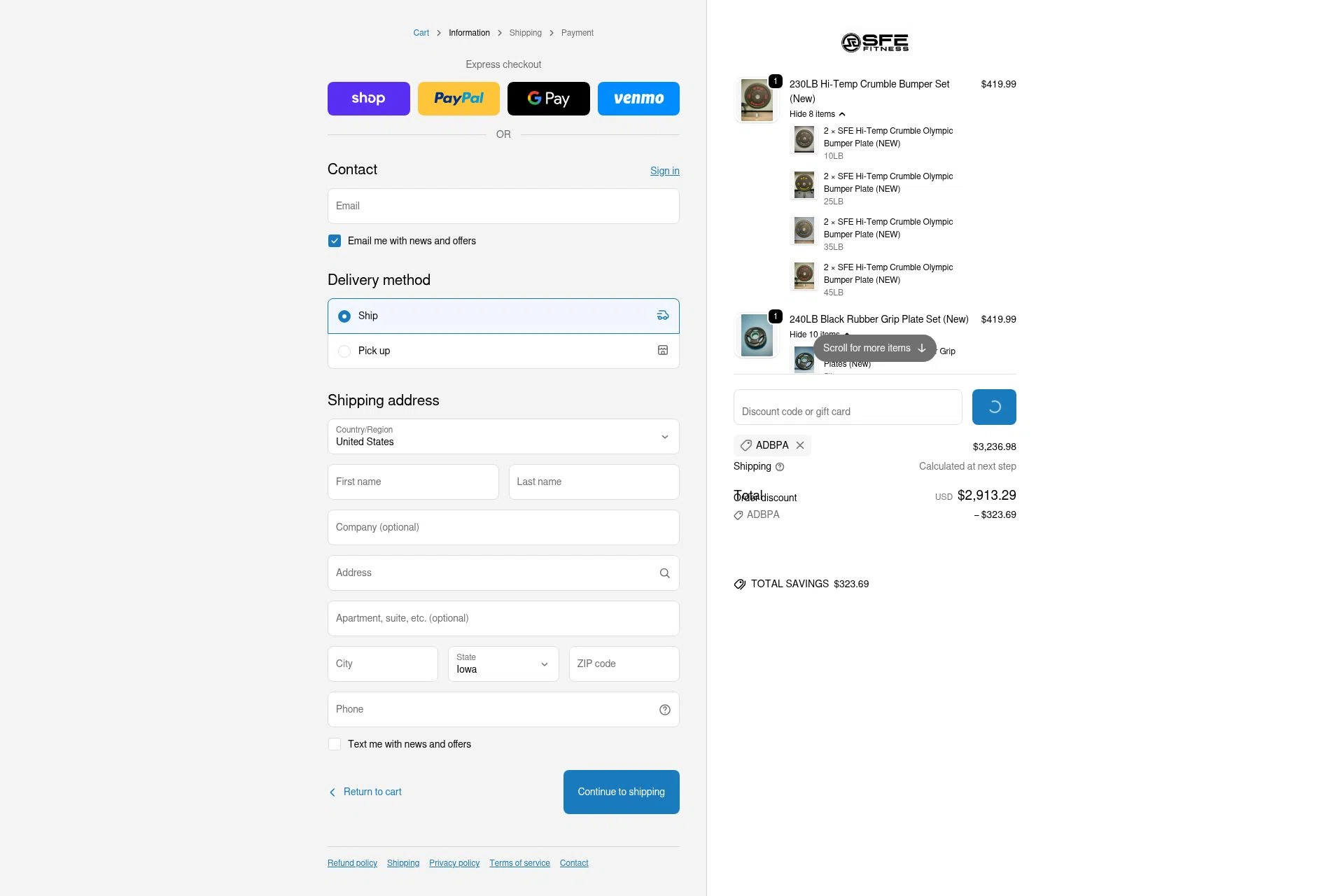 Sports & Fitness Exchange checkout page showing Sports & Fitness Exchange promo code box | Screenshot taken by SimplyCodes community member on Dec 28, 2025