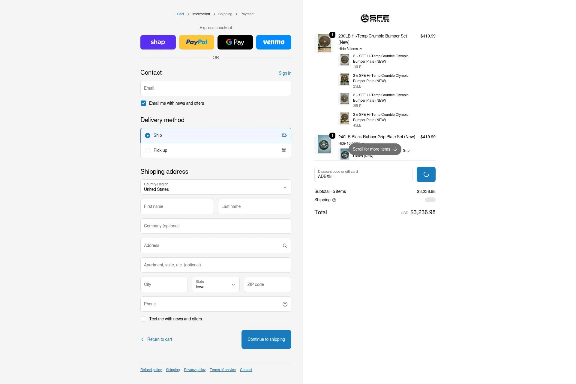 Sports & Fitness Exchange checkout page showing Sports & Fitness Exchange promo code box | Screenshot taken by SimplyCodes community member on Dec 28, 2025