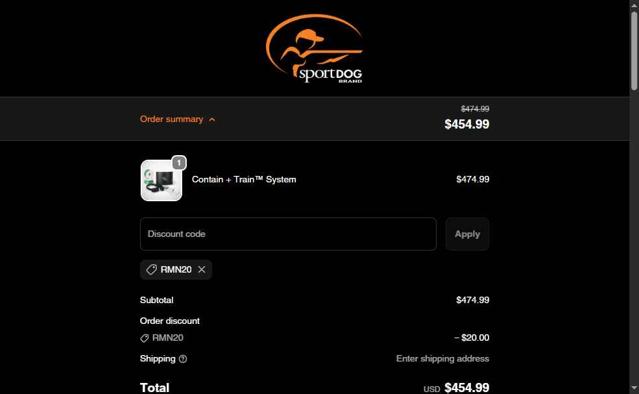 SportDog checkout page showing SportDog discount code box | Screenshot taken by SimplyCodes community member on Sep 22, 2025