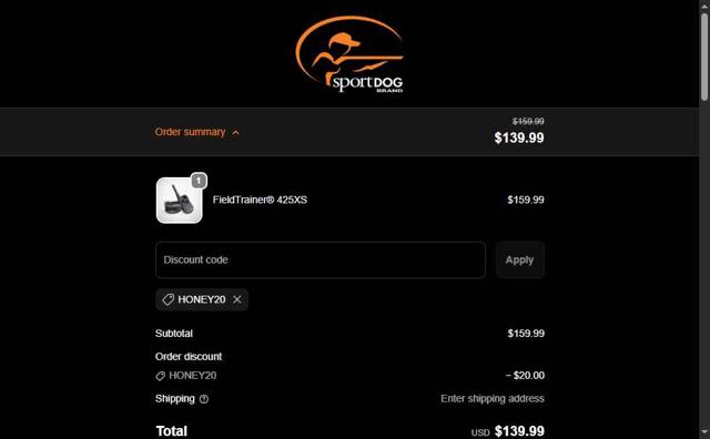 SportDog checkout page showing SportDog discount code box | Screenshot taken by SimplyCodes community member on Sep 22, 2025