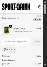 PERRY coupon verification screenshot
