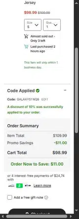 GALAXYSTM26 coupon verification screenshot