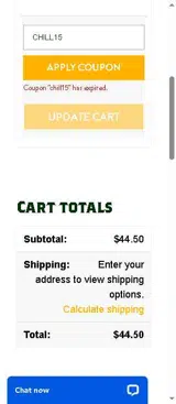 CHILL15 coupon verification screenshot