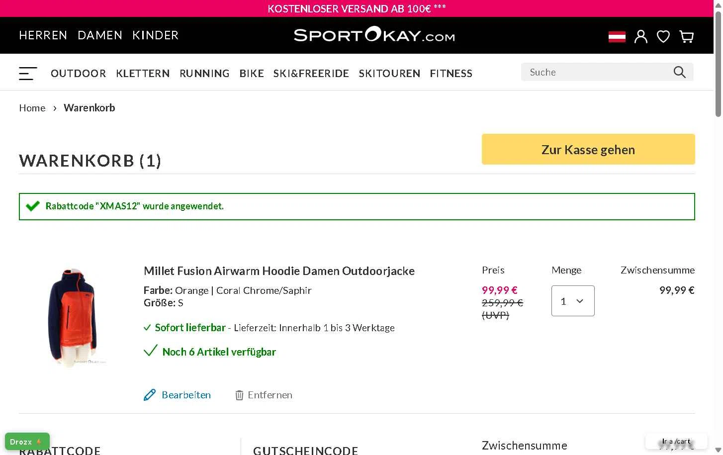 SportOkay checkout page showing SportOkay discount code box | Screenshot taken by SimplyCodes community member on Dec 15, 2025