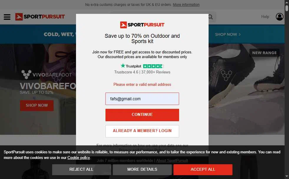 SportPursuit checkout page showing SportPursuit promo code box | Screenshot taken by SimplyCodes community member on Feb 2, 2026