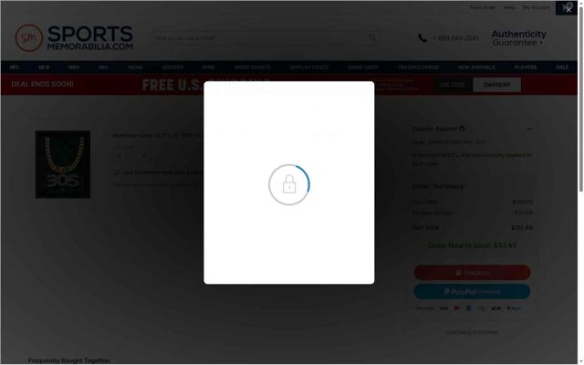 Sports Memorabilia checkout page showing Sports Memorabilia coupon code box | Screenshot taken by SimplyCodes community member on Jul 22, 2025