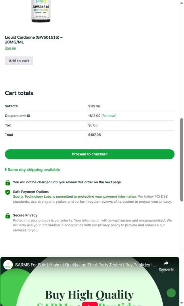 Sports Technology Labs checkout page showing Sports Technology Labs coupon code box | Screenshot taken by SimplyCodes community member on Jul 25, 2025