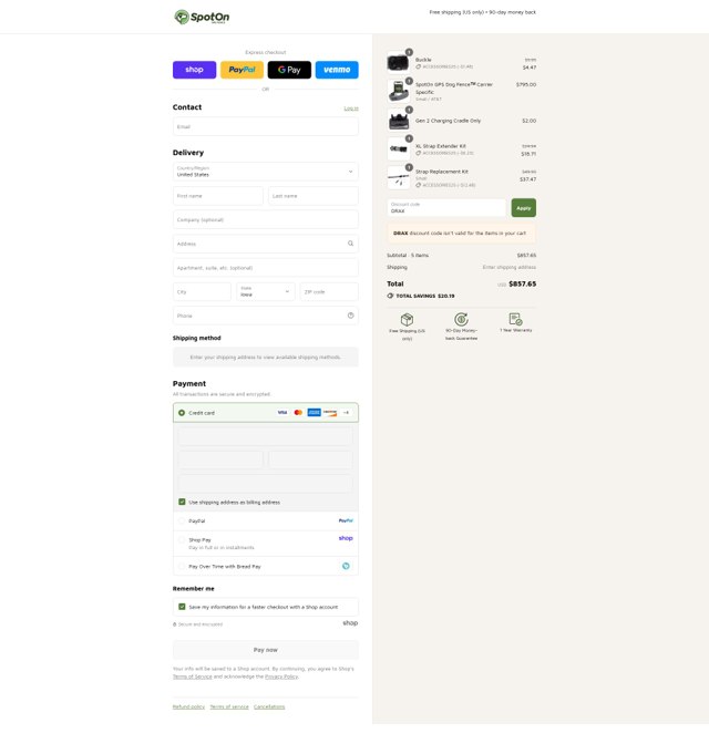 SpotOn checkout page showing SpotOn promo code box | Screenshot taken by SimplyCodes community member on Sep 8, 2025