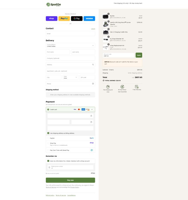 SpotOn checkout page showing SpotOn promo code box | Screenshot taken by SimplyCodes community member on Sep 8, 2025