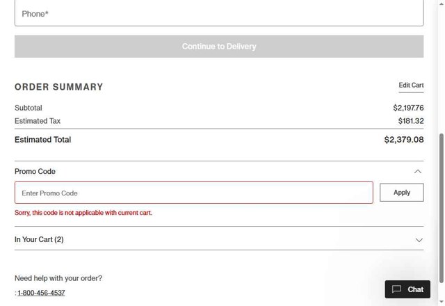 Sprig by Kohler checkout page showing Sprig by Kohler promo code box | Screenshot taken by SimplyCodes community member on May 6, 2025
