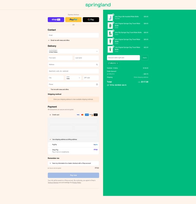 Springer checkout page showing Springer coupon code box | Screenshot taken by SimplyCodes community member on Aug 24, 2025