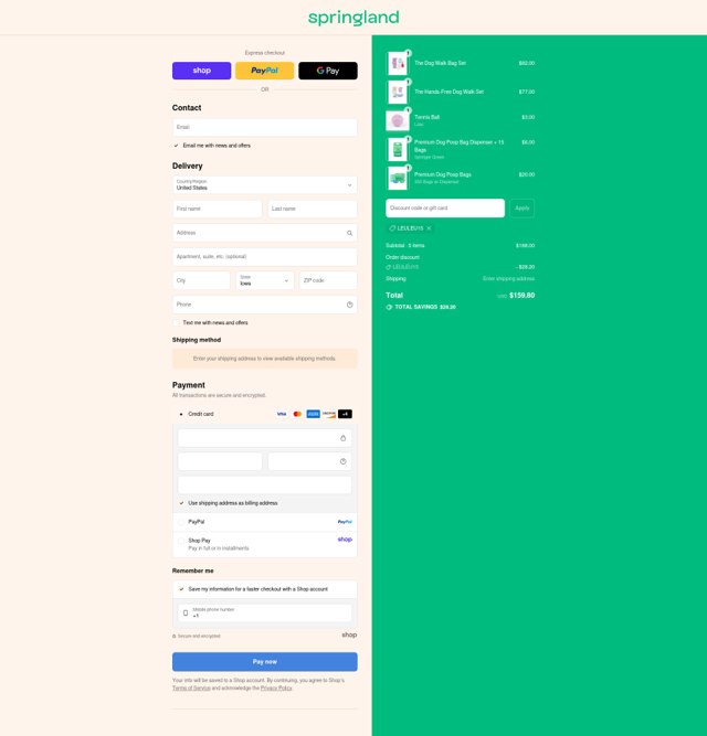 Springer checkout page showing Springer coupon code box | Screenshot taken by SimplyCodes community member on Sep 1, 2025