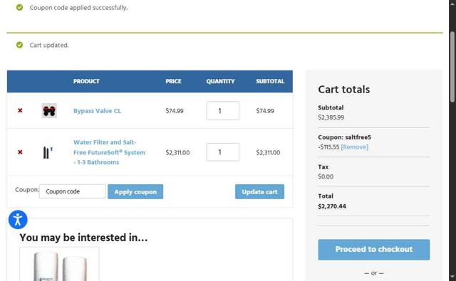 SpringWell checkout page showing SpringWell coupon code box | Screenshot taken by SimplyCodes community member on Aug 16, 2025