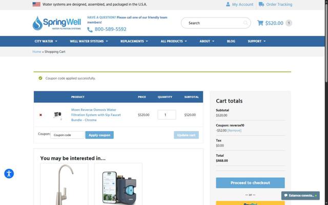 SpringWell checkout page showing SpringWell coupon code box | Screenshot taken by SimplyCodes community member on Aug 14, 2025