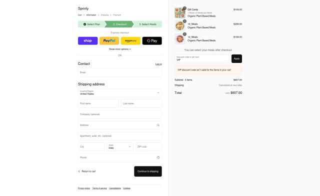 Sprinly checkout page showing Sprinly discount code box | Screenshot taken by SimplyCodes community member on Sep 4, 2025