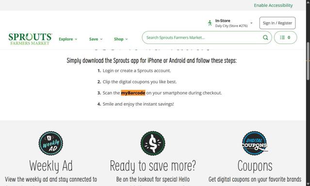 Sprouts Farmers Market checkout page showing Sprouts Farmers Market discount code box | Screenshot taken by SimplyCodes community member on Aug 11, 2025