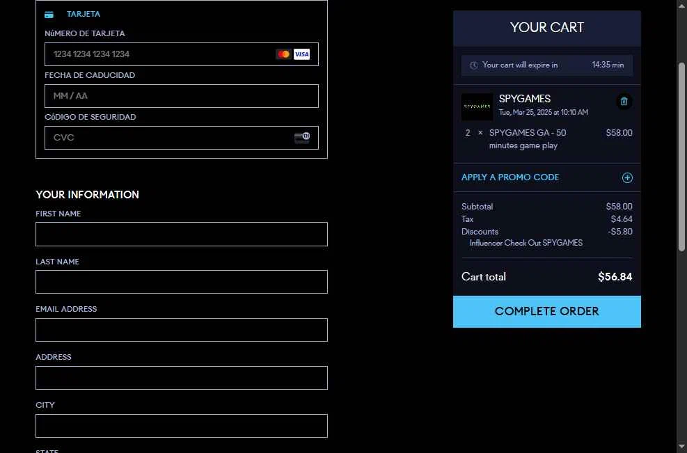 Spyscape checkout page showing Spyscape promo code box | Screenshot taken by SimplyCodes community member on Mar 25, 2025
