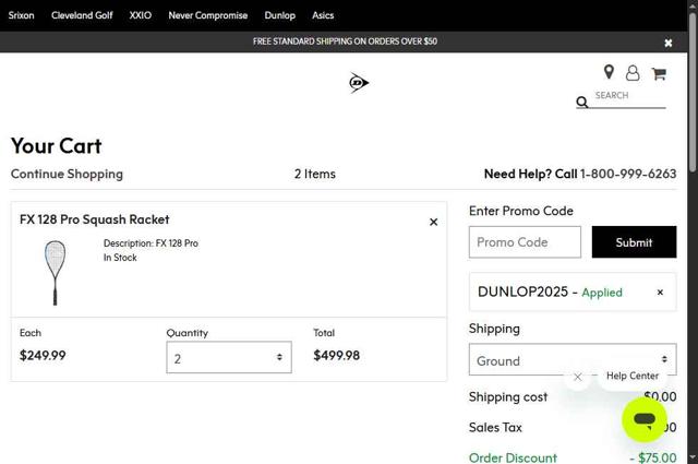 Srixon checkout page showing Srixon promo code box | Screenshot taken by SimplyCodes community member on Aug 4, 2025