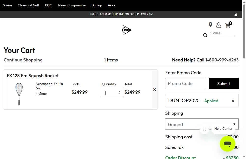 Srixon checkout page showing Srixon promo code box | Screenshot taken by SimplyCodes community member on Sep 26, 2025