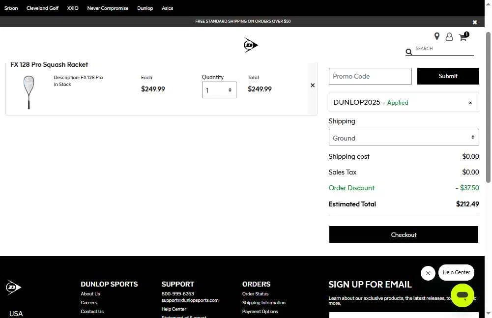 Srixon checkout page showing Srixon promo code box | Screenshot taken by SimplyCodes community member on Sep 26, 2025