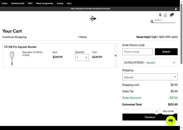 Srixon checkout page showing Srixon promo code box | Screenshot taken by SimplyCodes community member on Aug 1, 2025