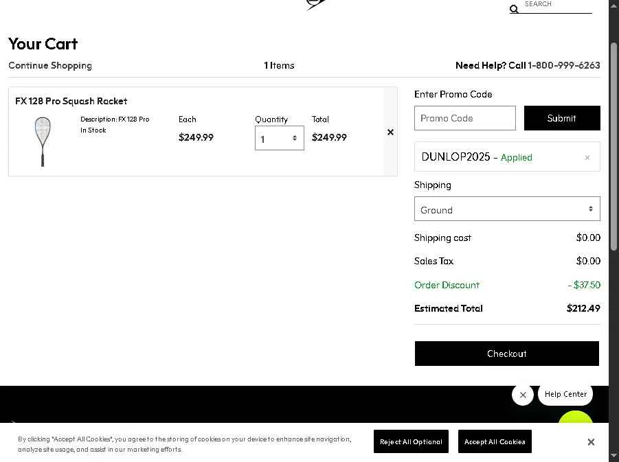 Srixon checkout page showing Srixon promo code box | Screenshot taken by SimplyCodes community member on Dec 9, 2025