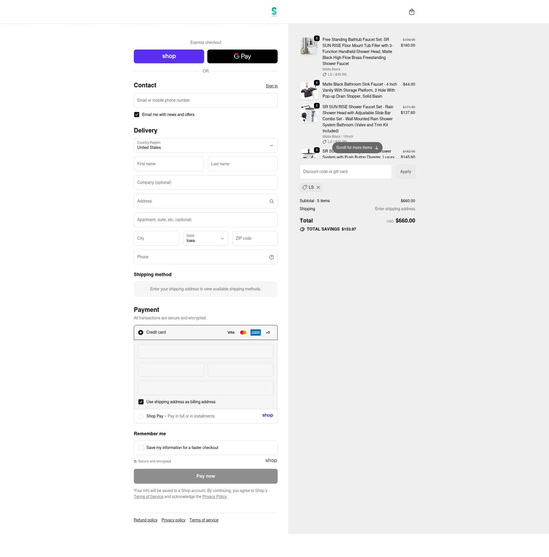 SR SUNRISE US checkout page showing SR SUNRISE US promo code box | Screenshot taken by SimplyCodes community member on Jan 3, 2026