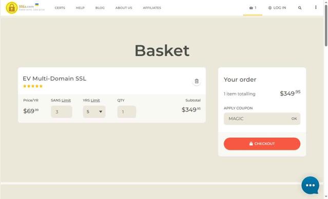 SSLs.com checkout page showing SSLs.com discount code box | Screenshot taken by SimplyCodes community member on Aug 1, 2025