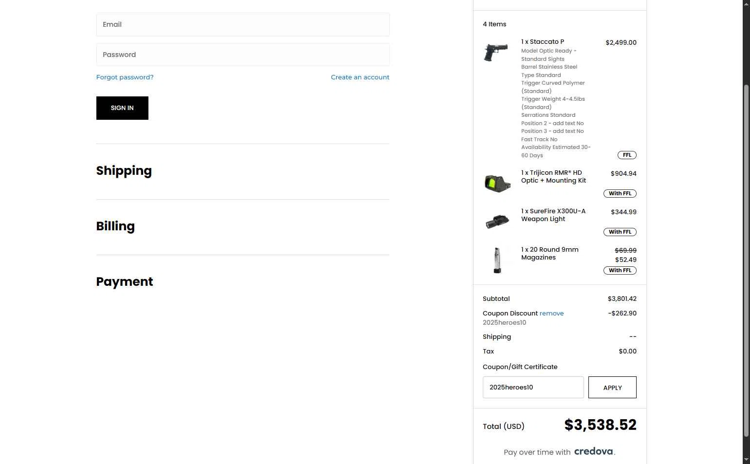 Staccato 2011 checkout page showing Staccato 2011 coupon code box | Screenshot taken by SimplyCodes community member on Nov 28, 2025