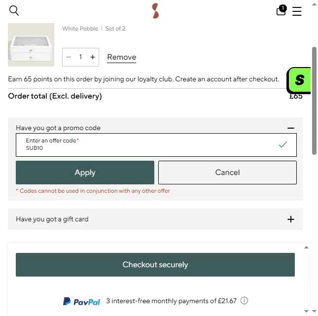 Stackers UK checkout page showing Stackers UK discount code box | Screenshot taken by SimplyCodes community member on Nov 29, 2025